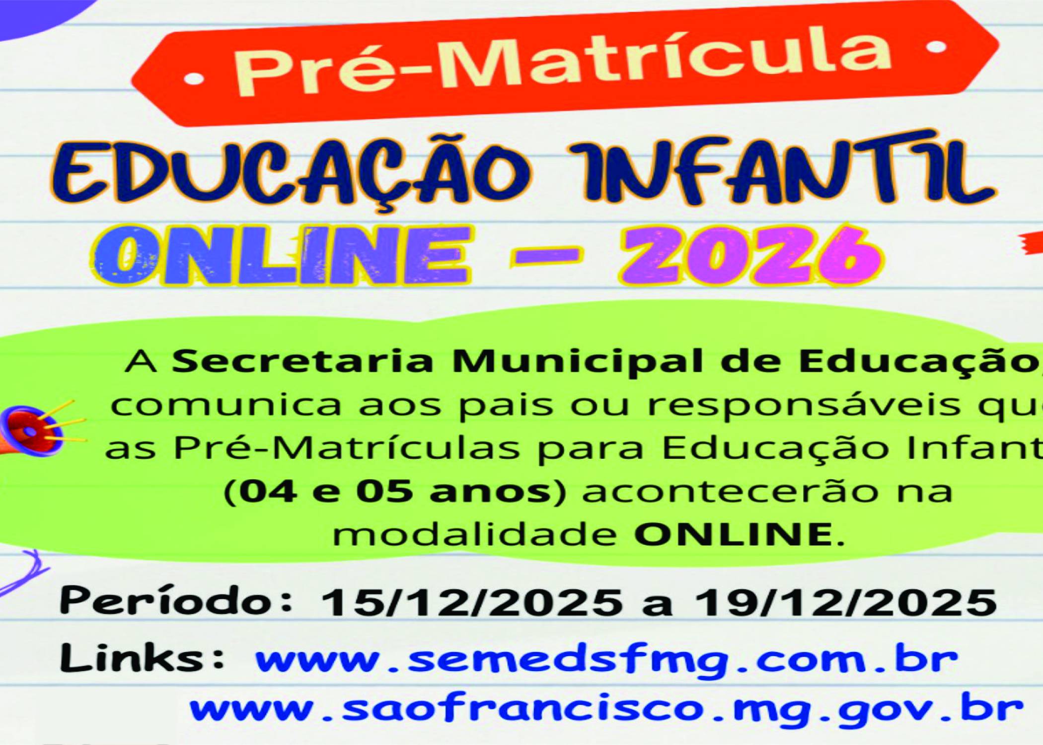 Pré Matrícula - Educação Infantil - 2026